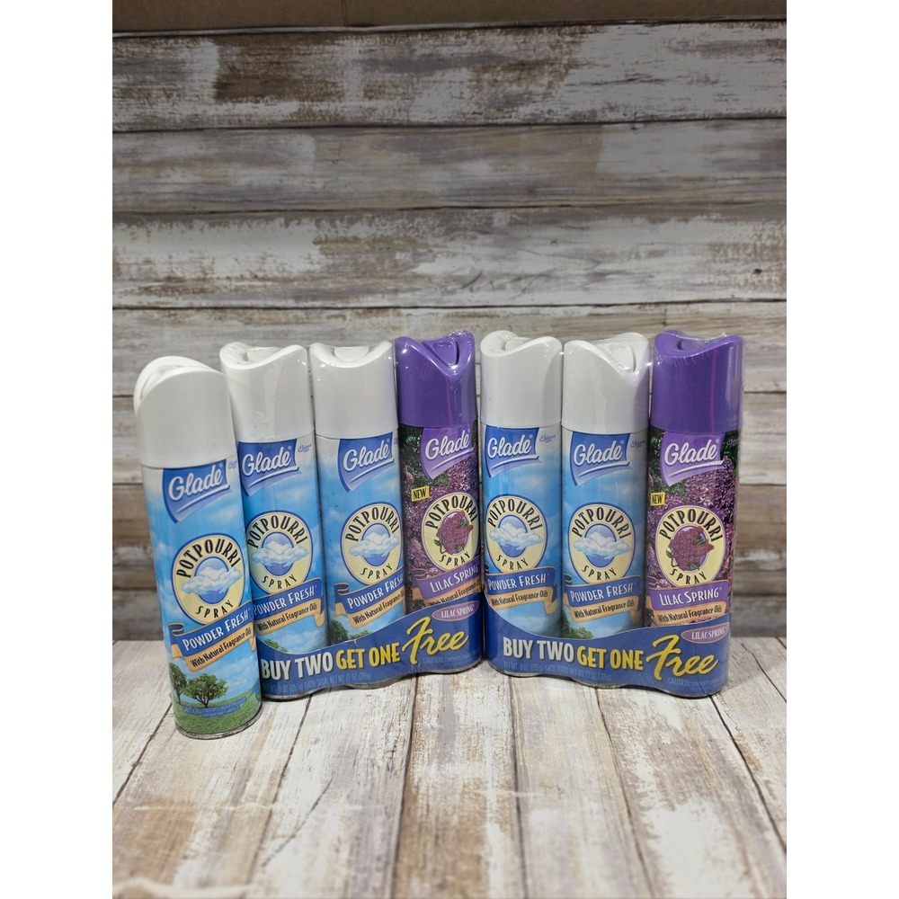 Glade Potpourri Spray 7 Pack Powder Fresh and Lilac Spring 9oz Air Freshener NOS